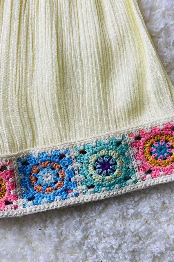 Buy girls clothing online Cream gauze & knitted hems 2pc girls shorts sets DLH2849 (A9S1)