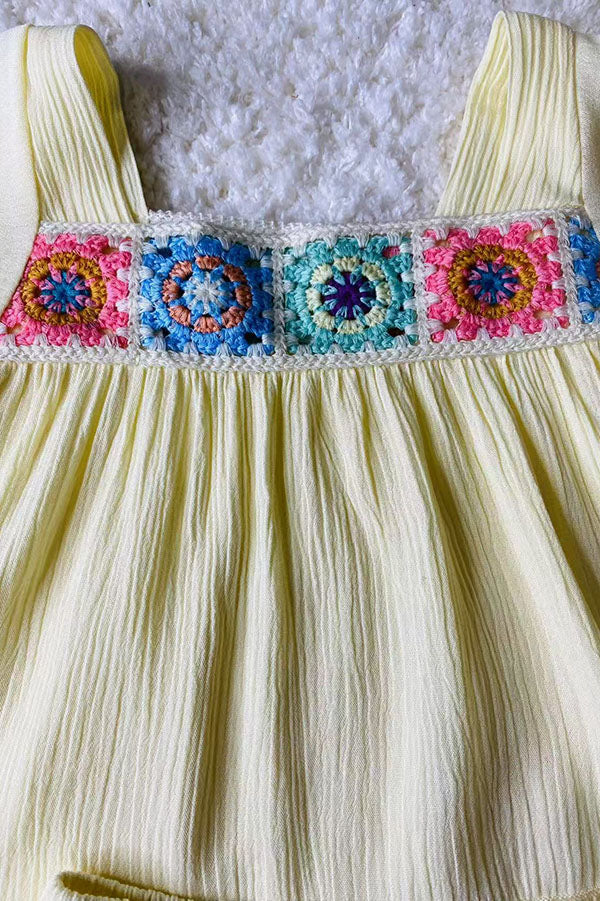 Buy girls clothing online Cream gauze & knitted hems 2pc girls shorts sets DLH2849 (A9S1)